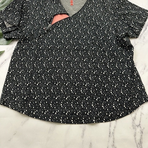 Jamie Sadock Womens Golf Shirt Size M Black Gray Polka Dot Knit Short Sleeve - Picture 5 of 11